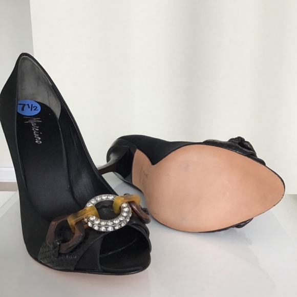 Marciano black satin open toe high heels shoes size 7 1/2 - Picture 9 of 10